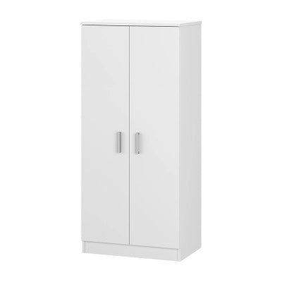 Mobile scarpiera H 180 cm in legno bianco con ante e ripiani regolabili