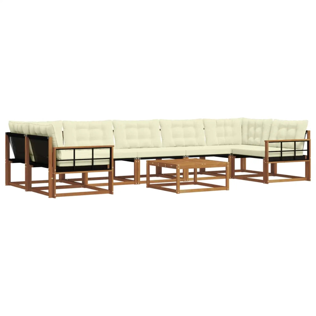 Set di divani da esterno con cuscino 8 pcs Naturale e Crema