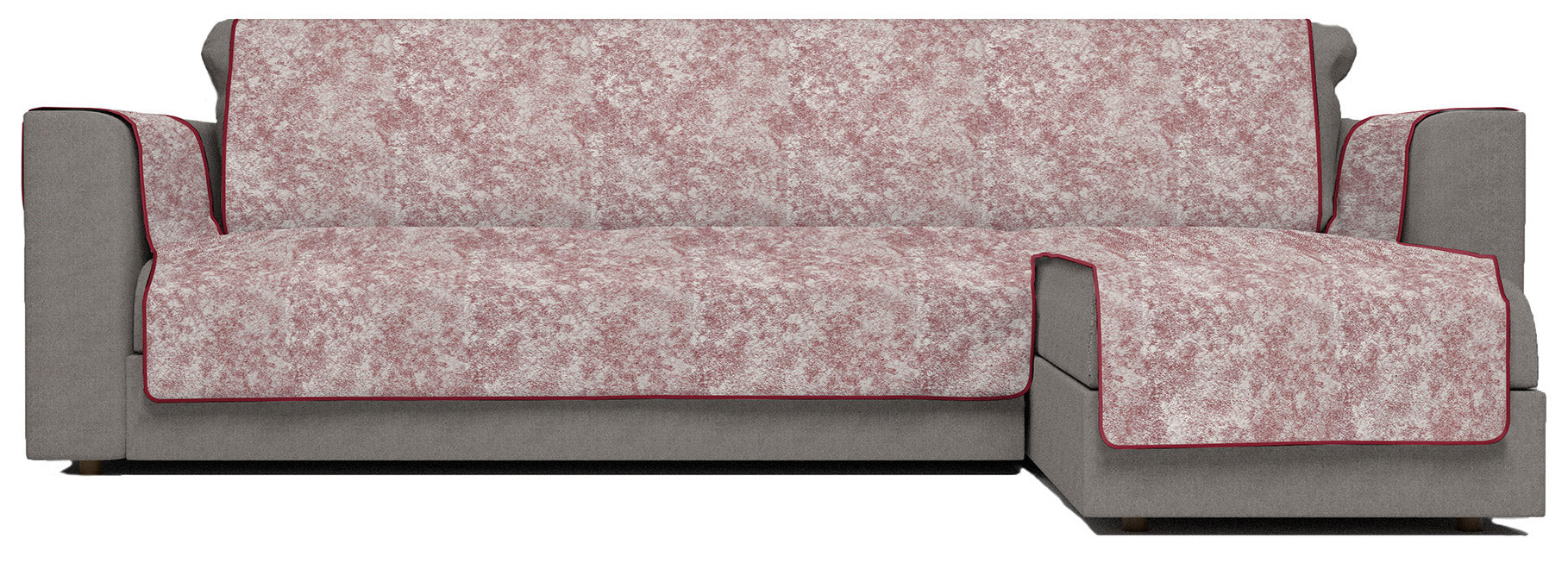 Copridivano con Penisola Destra Seduta 190 cm in Poliestere e Cotone Bordeaux