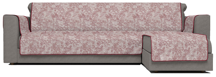 Copridivano con Penisola Destra Seduta 190 cm in Poliestere e Cotone Bordeaux