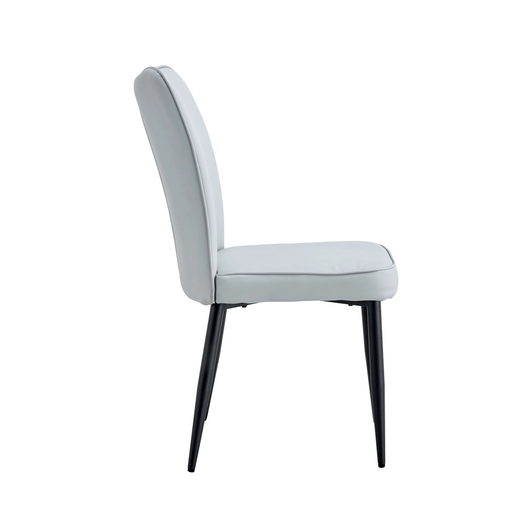 Tavolino Rotondo con 2 Sedie ¨C MINIMAL ¨C MDF, Piano 60 cm, Gambe Nere, Seduta Grigio Chiaro