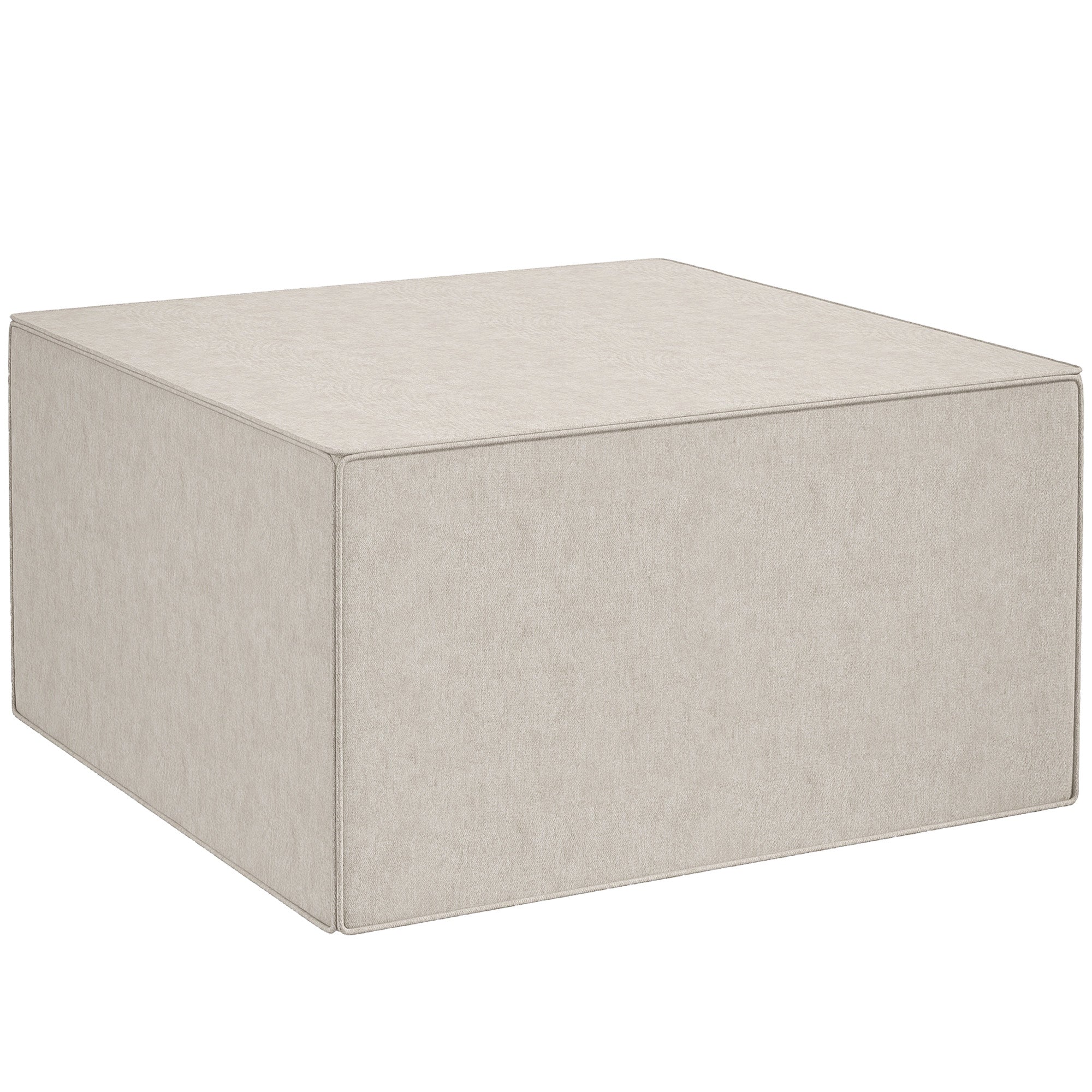 Pouf Poggiapiedi 75x75x41 cm Rivestimento Rimovibile Tessuto Effetto Lino Beige