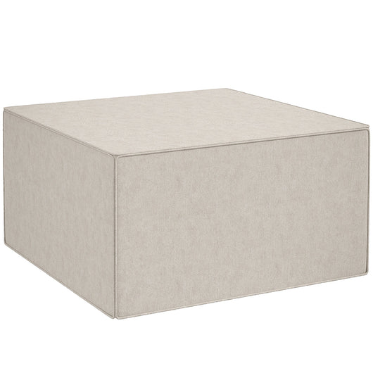 Pouf Poggiapiedi 75x75x41 cm Rivestimento Rimovibile Tessuto Effetto Lino Beige