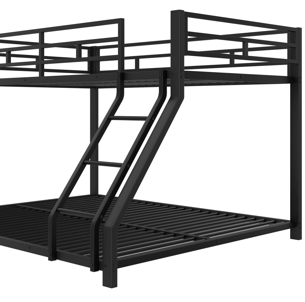 Letto a castello in metallo con scala e sponde 90x200 / 140x200 cm nero