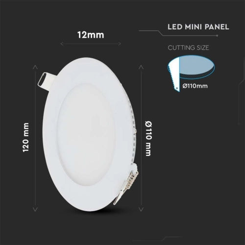 V-TAC VT-607-RD PANNELLO LED ROTONDO 6W SMD DA INCASSO CON DRIVER - SKU 214855