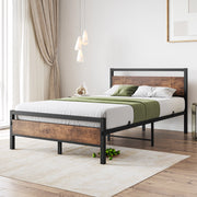 LETTO 140x200 cm in MDF e metallo marrone antico con rete a doghe e spazio sottoletto