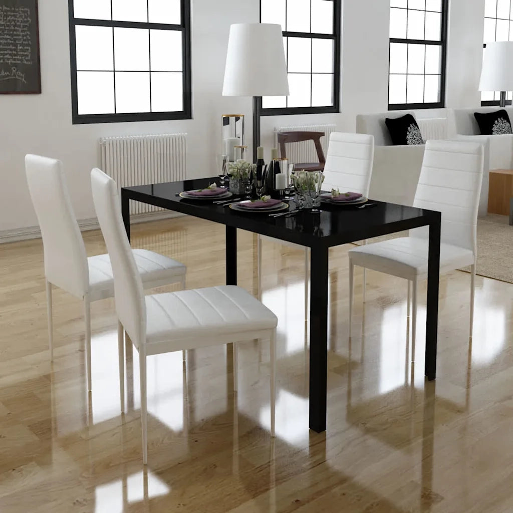 Set Tavolo da Pranzo 5 Pezzi Nero e Bianco