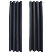 Tende Oscuranti | Tende Blackout con Anelli in Metallo 2 pz Antracite 140x225 cm