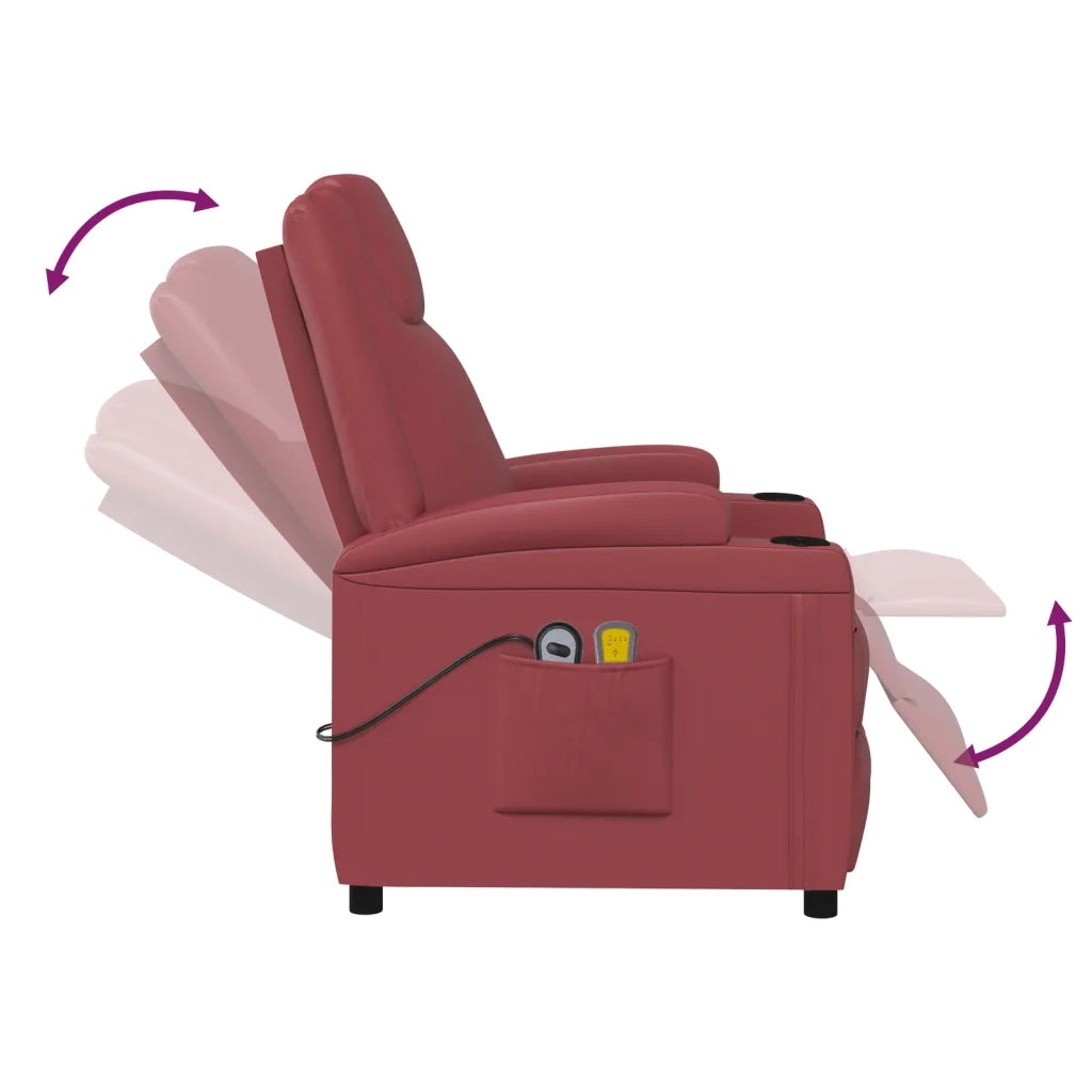 Poltrona Elettrica Massaggiante Rosso Vino in Similpelle cod mxl 32433