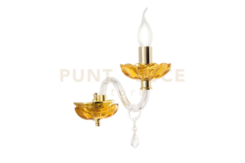 APPLIQUE PATRICIA 1 LUCE TRASPARENTE AMBRA ATTACCO E14 25X25X12CM