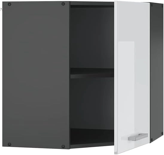 Mobile angolare da cucina R-Line, Bianco lucido, 57 cm, per la libera combinazione all'interno di sistemi cucina modulari