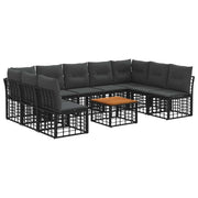 Set di divani da esterno 10 pcs Nero e Grigio scuro Poliestere 3437539