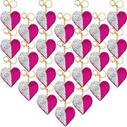 Accessori per borse - 24 pezzi - Paillettoni per chiave - Anello per chiave glitter - Rosso scuro - Accessori per borse per San Valentino