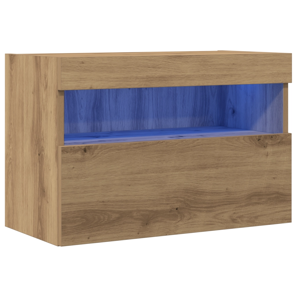 Mobile TV  con luci LED Rovere Artigianale 60x30x40 cm