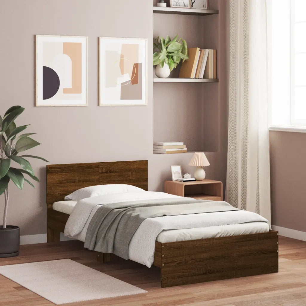 Giroletto senza Materasso con Testiera-Struttura Letto Rovere Marrone 100x200cm 935299