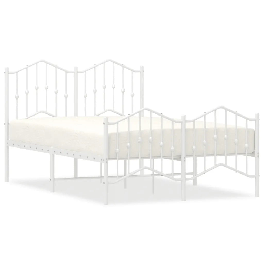 Giroletto con Testiera e Pediera Metallo Bianco 120x190 cm 373853