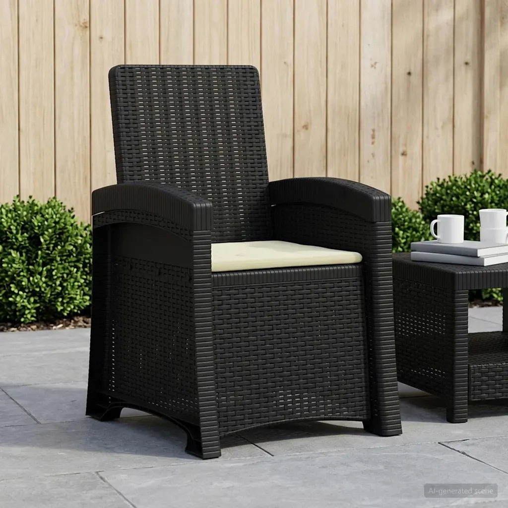Sedia da giardino reclinabile effetto rattan Antracite e Crema 8012000