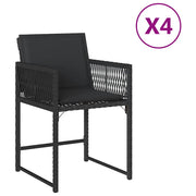 Sedie da Giardino con Cuscini 4 pz | Sedie da Esterno Nere in Polyrattan
