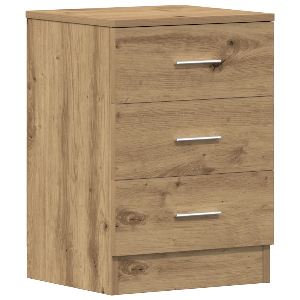 Comodini 2 pz Rovere Artigianale 38x35x55 cm Legno Multistrato