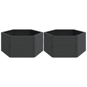 2 pz Fioriere | Cassetta per fiori | Vaso da Giardino Antracite in PP