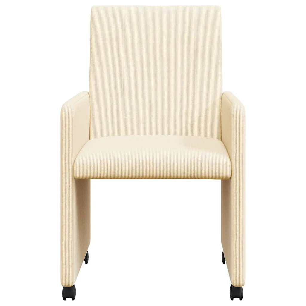 Sedie da Pranzo con Ruote con ruote 2 pcs Crema 57 x 66 x 94 cm 42017803