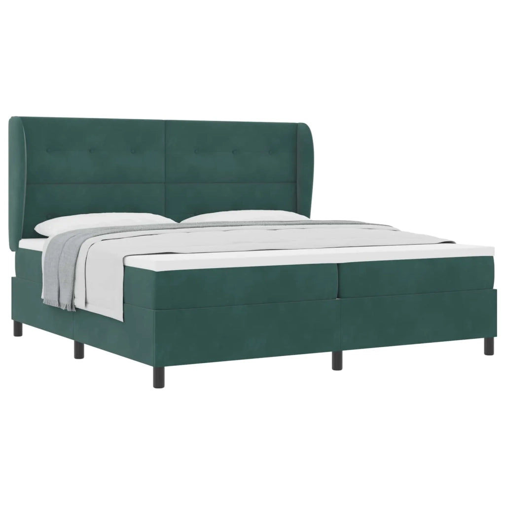 Letto a molle con materasso Verde Scuro 200 x 200 cm Velluto 3340949