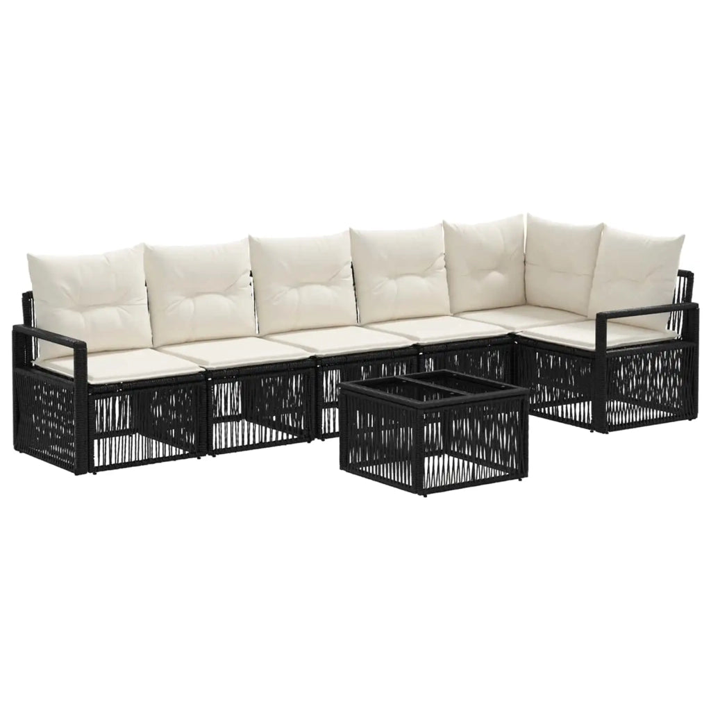 Set Divano da Giardino 7 pcs Nero polyrattan