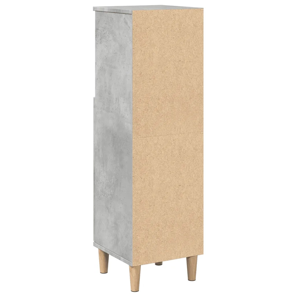 Mobiletto da bagno in legno composito con vani contenitori flessibili design moderno 30 x 30 x 100 cm legno grigio cemento 02_0051035
