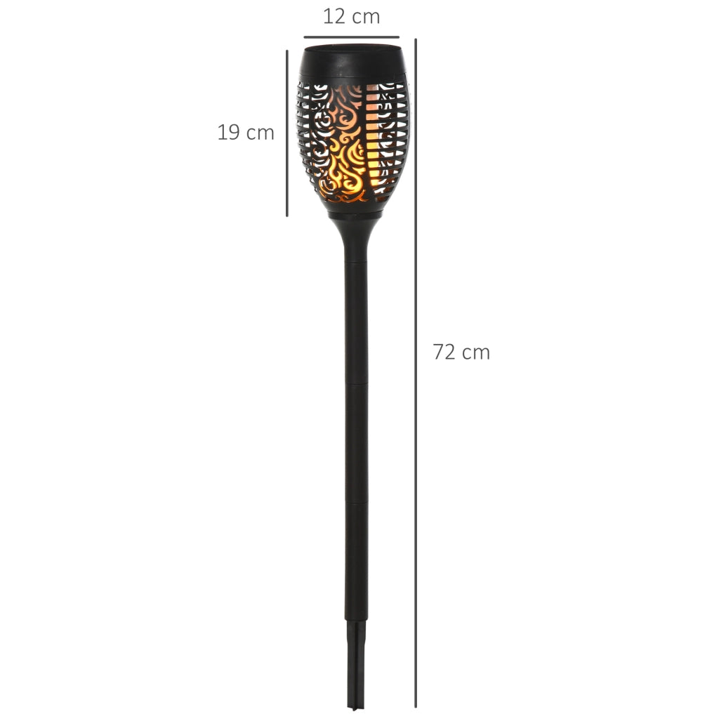 Set 4 Faretti da Esterno LED a Energia Solare con 4 Picchetti. in Plastica. ?12x72 cm. Nero