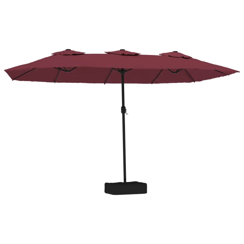 Ombrellone a Doppia Testa con LED-Ombrello da giardino Rosso Bordeaux 449x265 cm