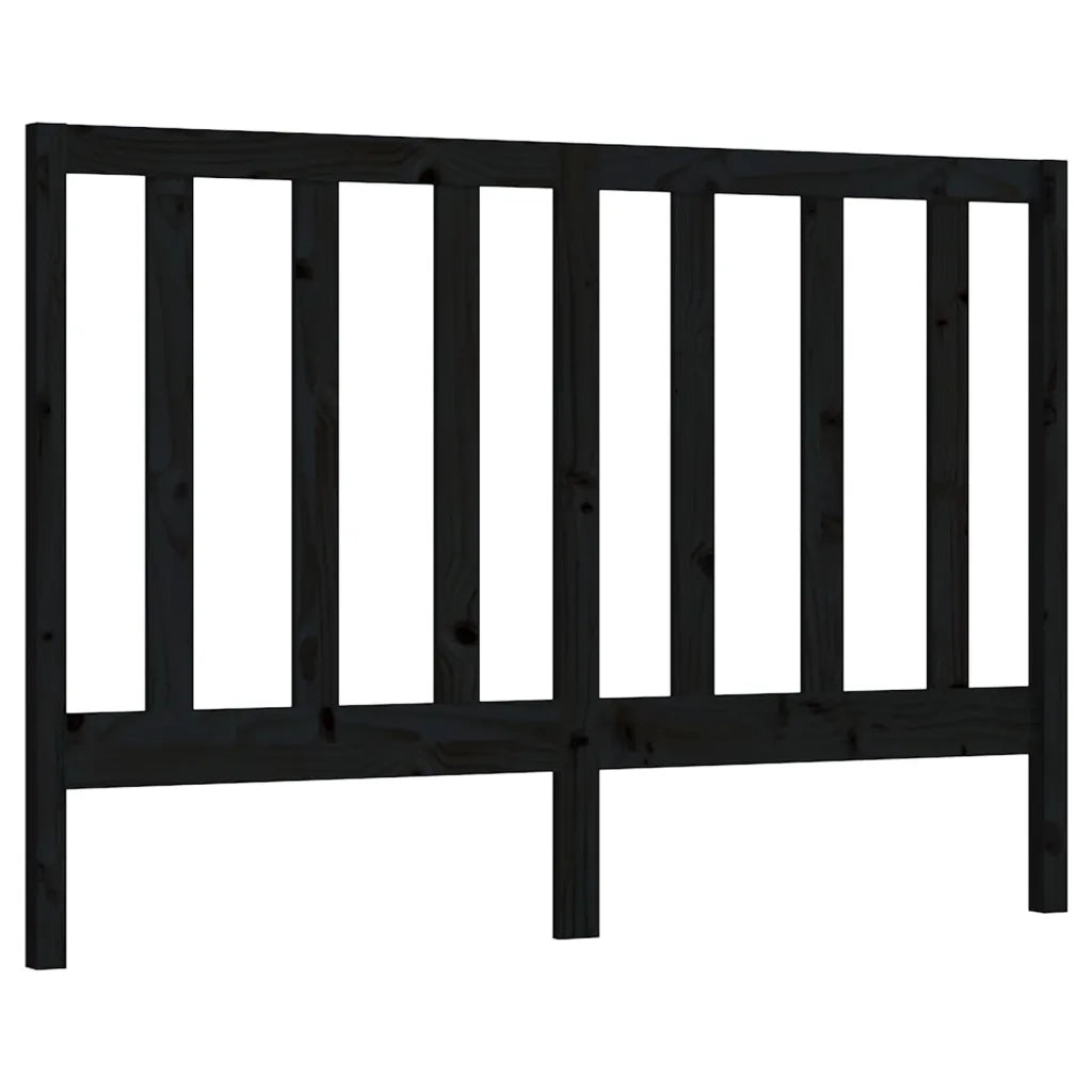 Testiera per Letto-Testata-Testiera Decorativa Nera 146x4x100 cm in Legno Massello di Pino 403901