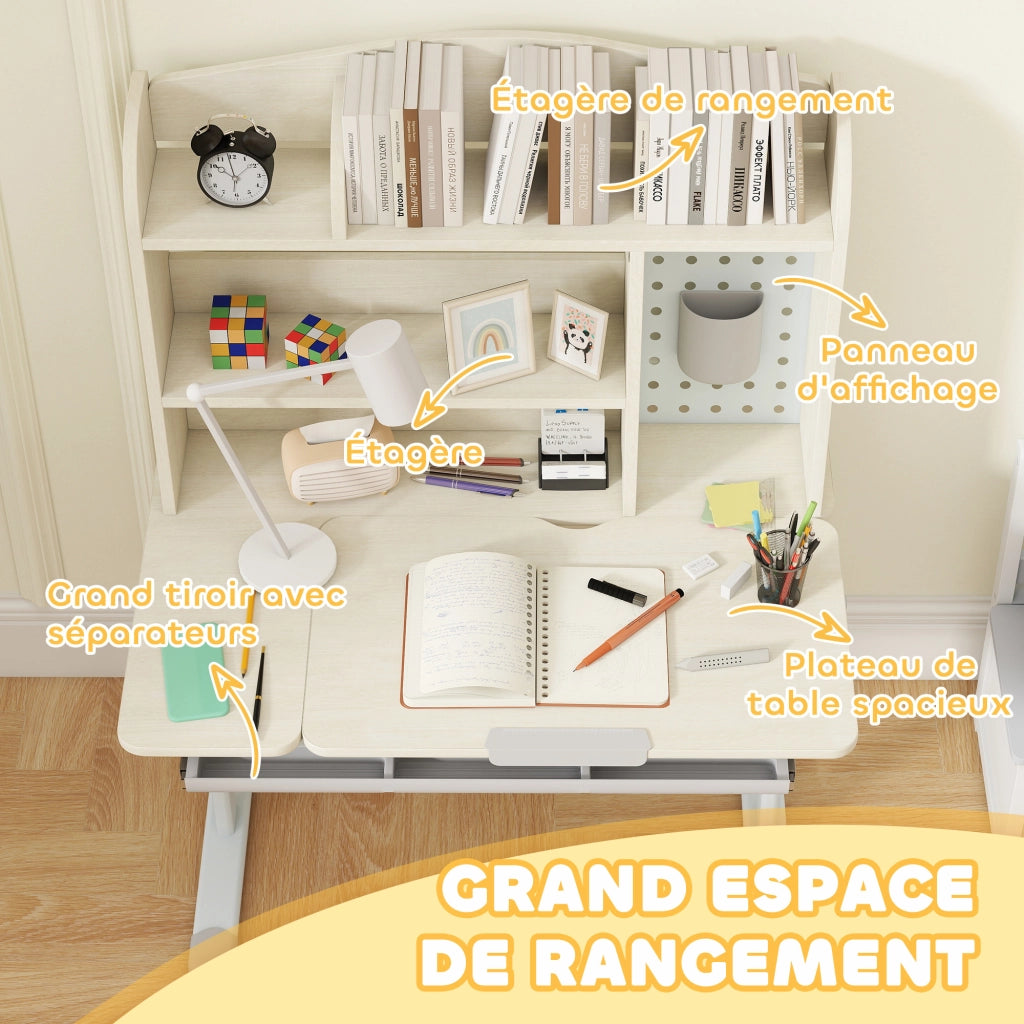 Scrivania bambini regolabile in altezza con piano inclinabile ¨C Xylo ¨C 80x51x108,5-130,5 cm naturale