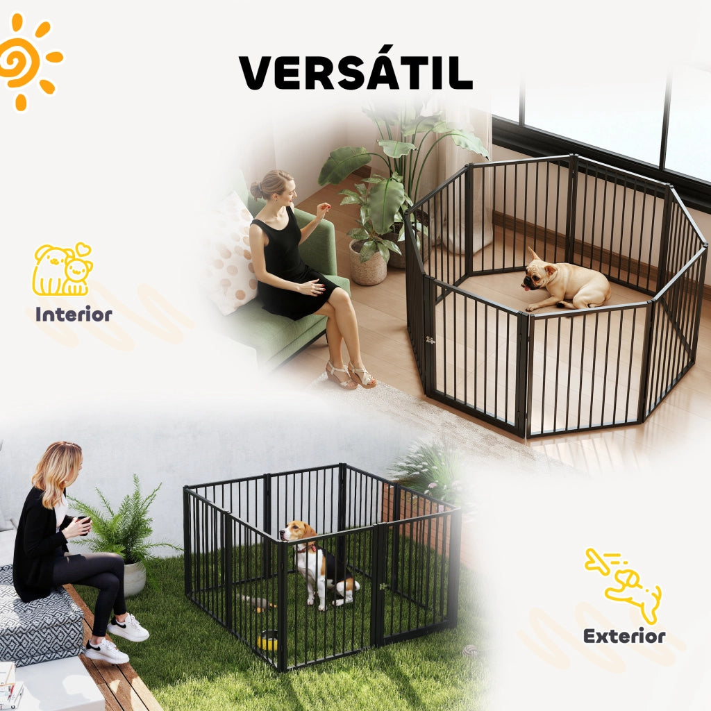 Recinto per Cani 8 Pannelli 60x76 cm ¨C Xylo ¨C Nero, per Interni ed Esterni