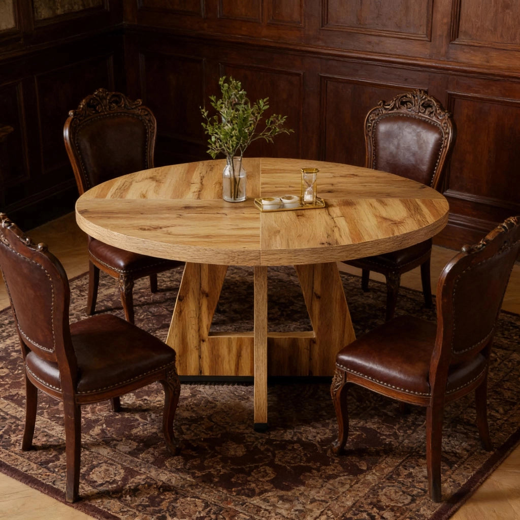 TAVOLO ROTONDO da pranzo 120 cm Legno naturale, solo tavolo