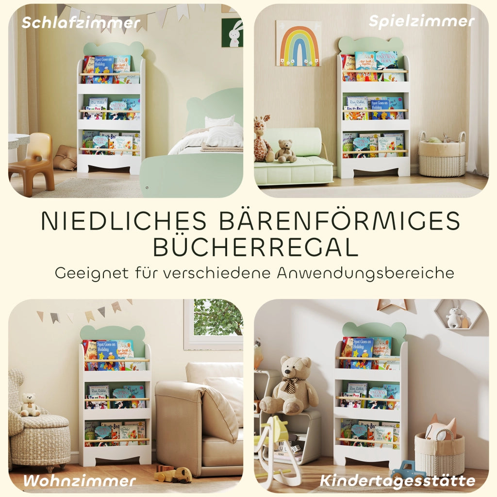 Libreria per Bambini con Orsetti ¨C zephmum ¨C Verde 55x15x110 cm