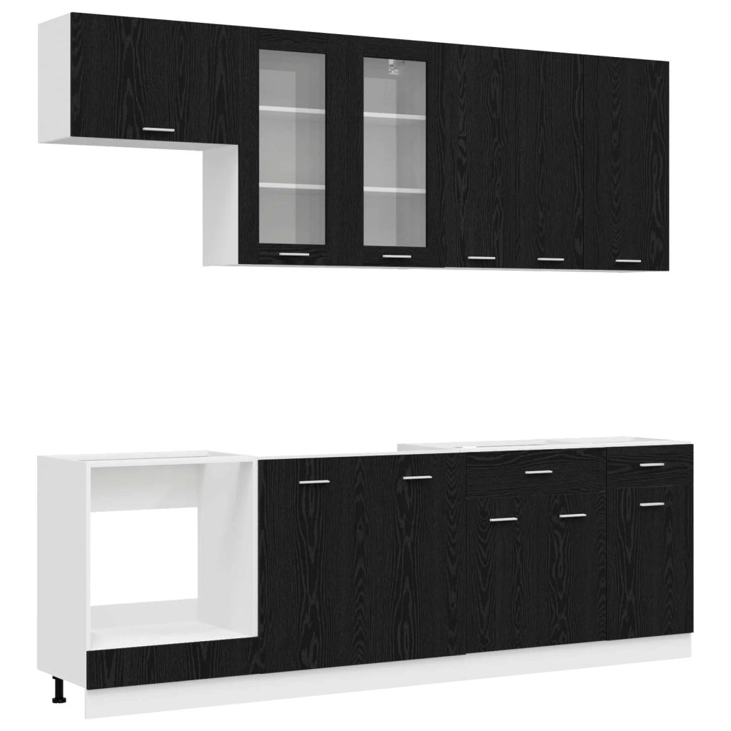 Unità Cucina LYON 8 pcs Rovere Nero Legno ingegnerizzato 3438204
