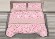 Completo Lenzuola Stiro Facile 100% Cotone Made Italy Effetto Seta Fiorellino - Matrimoniale - Rosa
