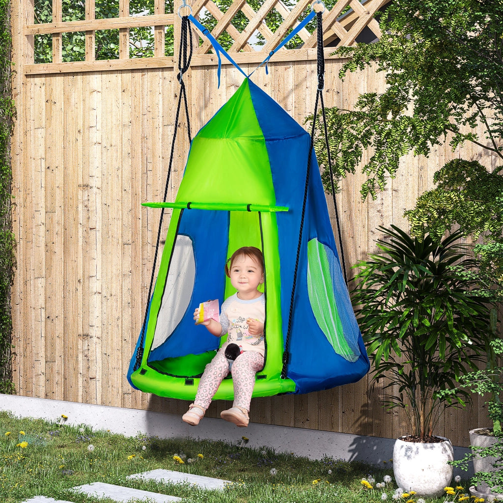 Altalena Nido d'Uccello Rotonda con Copertura ¨C zephmum ¨C Verde e Blu