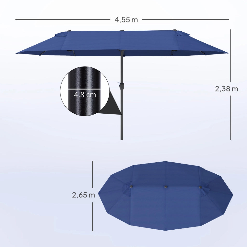 Sonnenschirm da balcone con manovella ¨C zephmum ¨C 455x265 cm, blu
