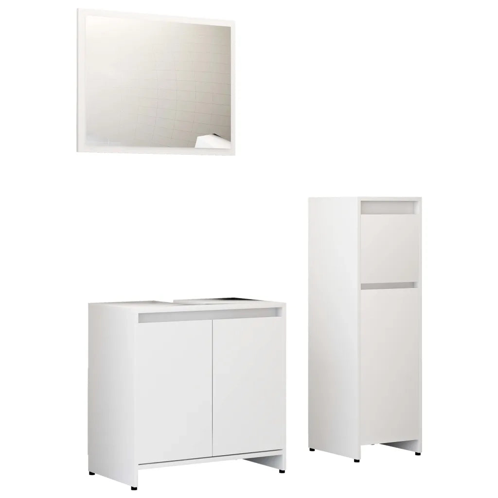 Set Mobili da Bagno 3 pz Bianco in Truciolato 3056925