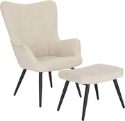 Fauteuil Deluxe a Hocker - Con Bracciolo - Panca - Sedia da Salotto - Corduroy - Beige