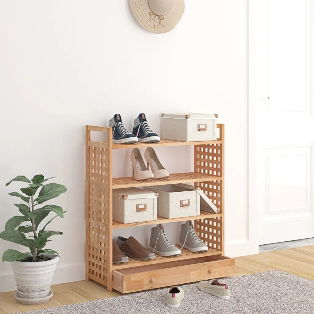Scarpiera | Mobile per scarpe con Cassetto 70x27x81 cm Legno Massello di Noce