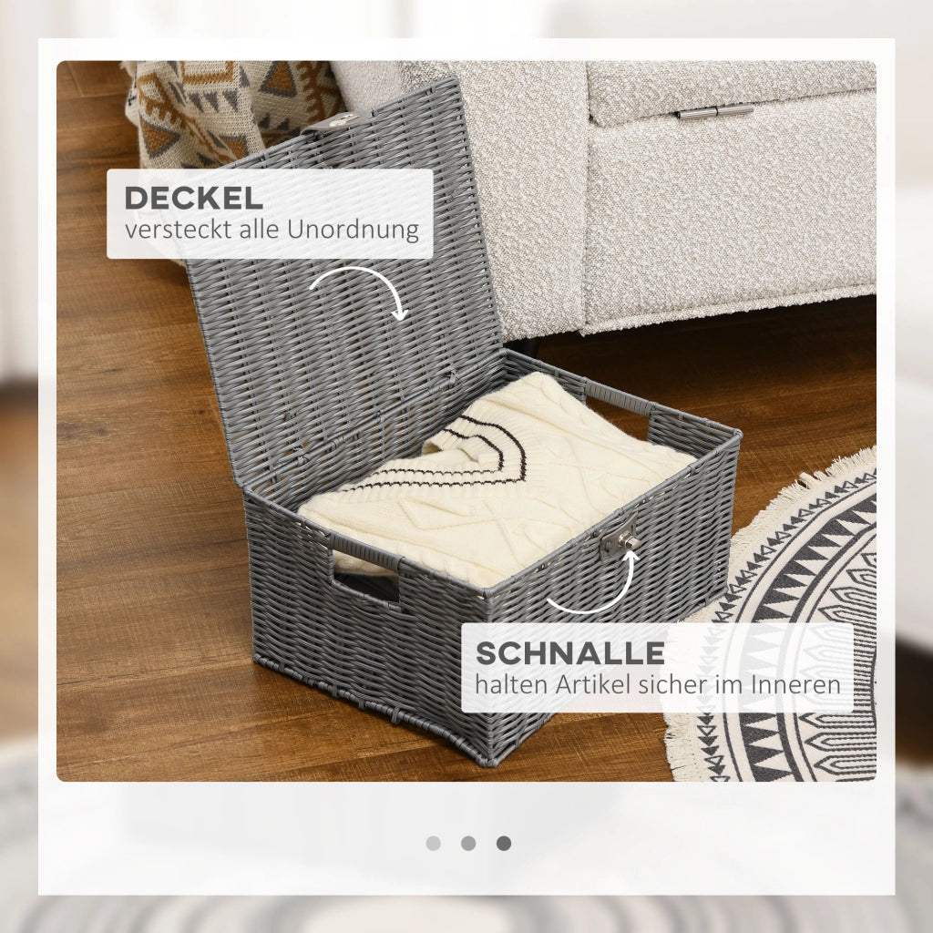Cestino di stoccaggio in rattan PE ¨C zephmum ¨C grigio 35.5x28.5x18 cm