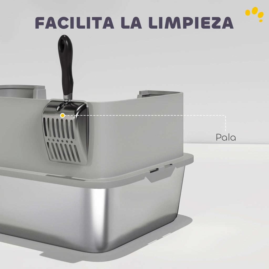 Arenero per Gatti XL ¨C zephmum ¨C Grigio Acciaio Inox 60x40x29.5 cm