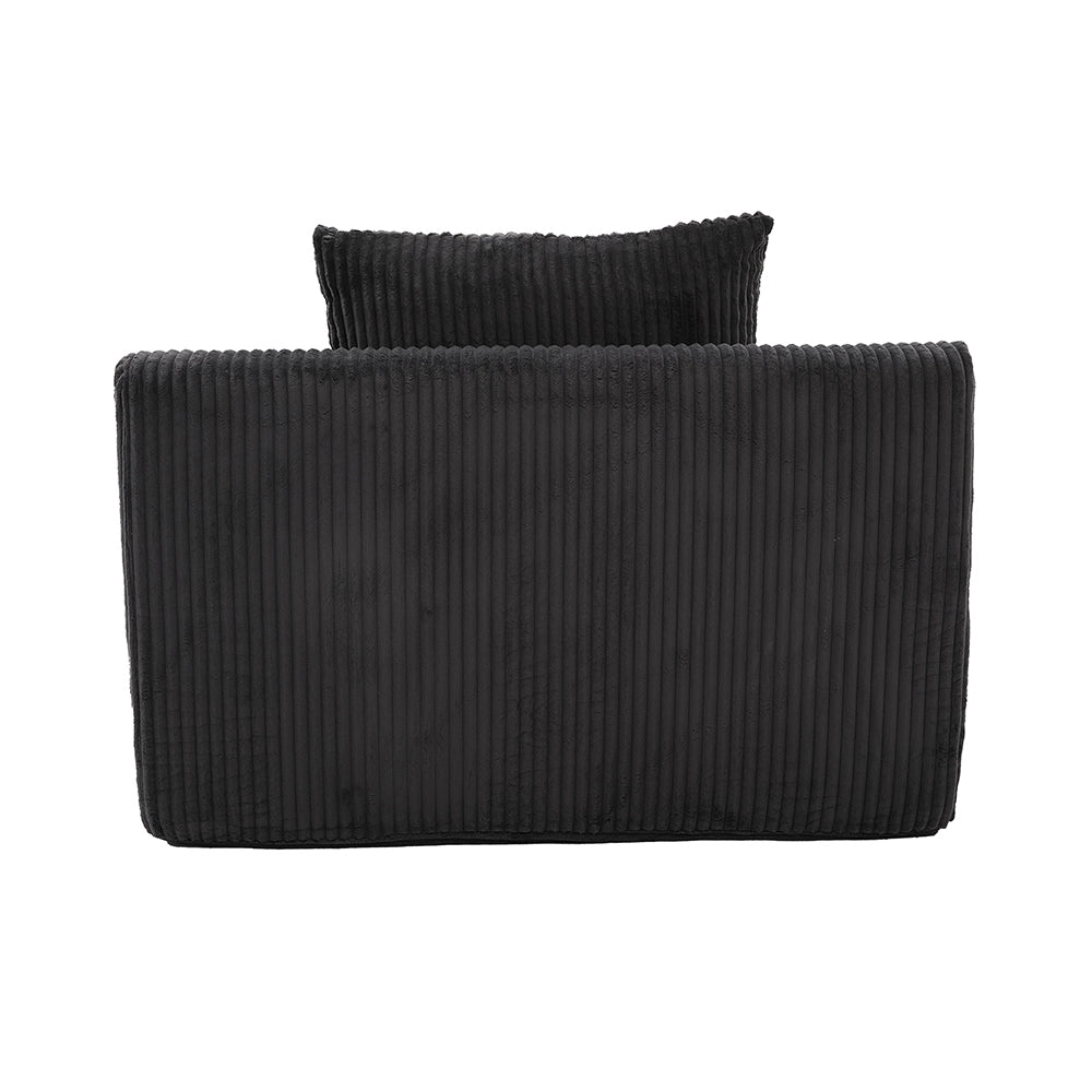 Poltrona oversize - Xylo - Velluto costato con tasche laterali, pouf e nessun assemblaggio