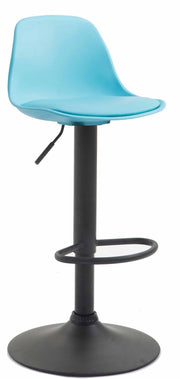 Sgabello di design KIEL in polipropilene e similpelle nero,blu
