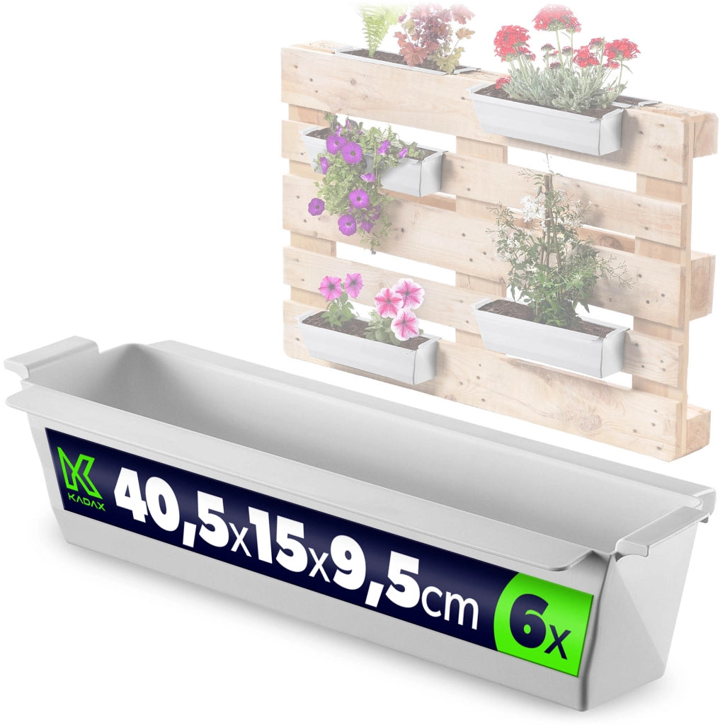 Vaso da fiori KADAX, vasi da fiori per Europallets, scatola da 40 cm, 6 pezzi