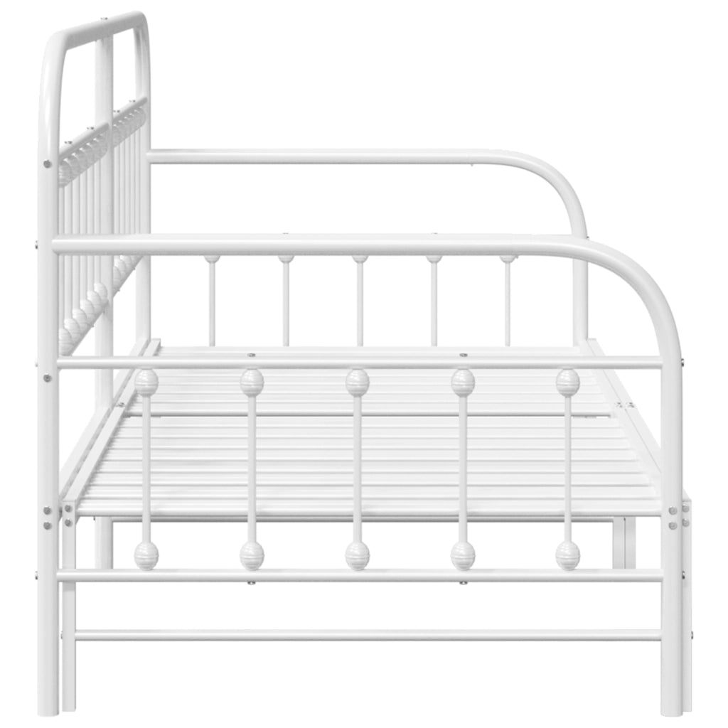 Struttura Letto Daybed con Letto Estraibile Bianco 107x203 cm in Acciaio