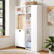 Scrivania pieghevole 2 in 1 con libreria; presa EU e USB; 104;5x30;5x160 cm; bianco rovere