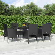 Set da Pranzo da Giardino 7 pz con Cuscini Nero 3156617
